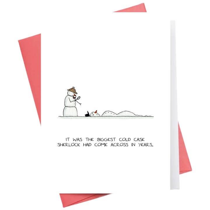 Snowman Sherlock Holiday Greeting Card