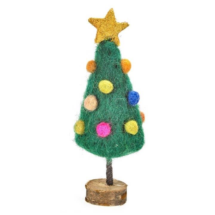 Handmade Mini Xmas Tree On Wooden Stand
