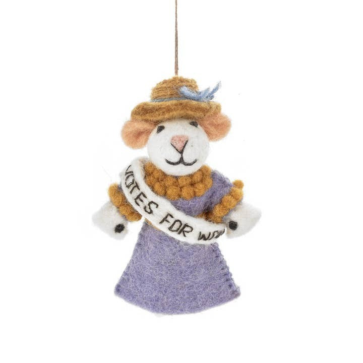 Handmade Emmeline the Suffragette Mouse Ornament