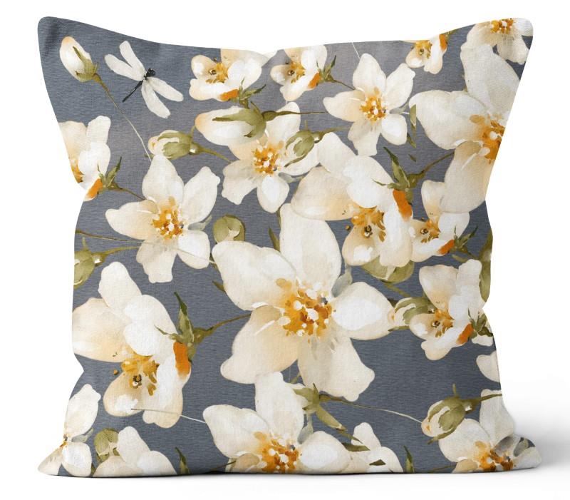 Watercolour Floral Dragonfly Outdoor Toss Cushion, 16&quot; x 24&quot;