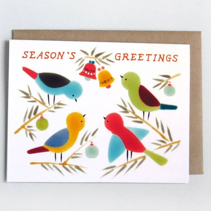 Birds & Bells Holiday Cards, Box Of 6