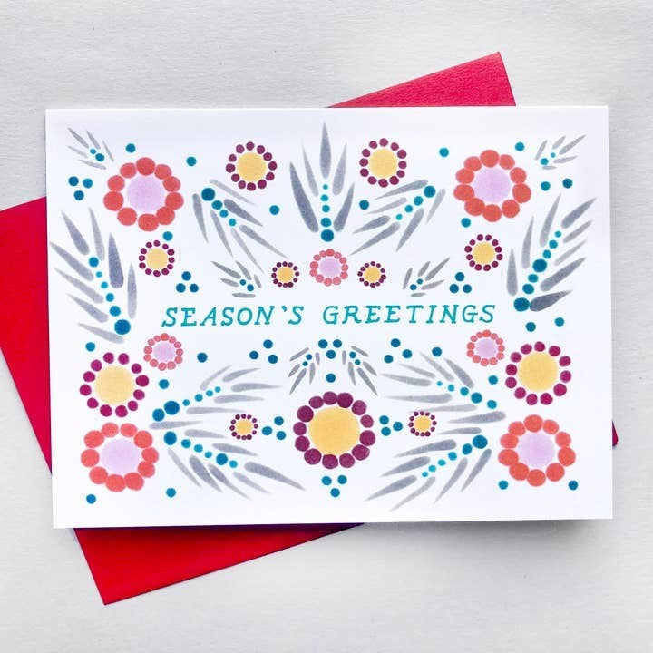 Folk Season's Greetings Cards, Box Of 6