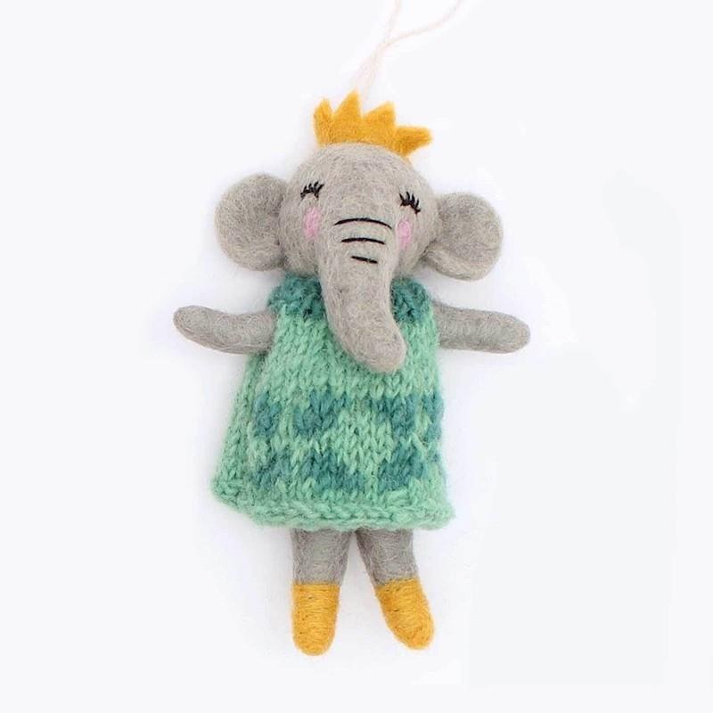 Regal Felt Elephant Ornament
