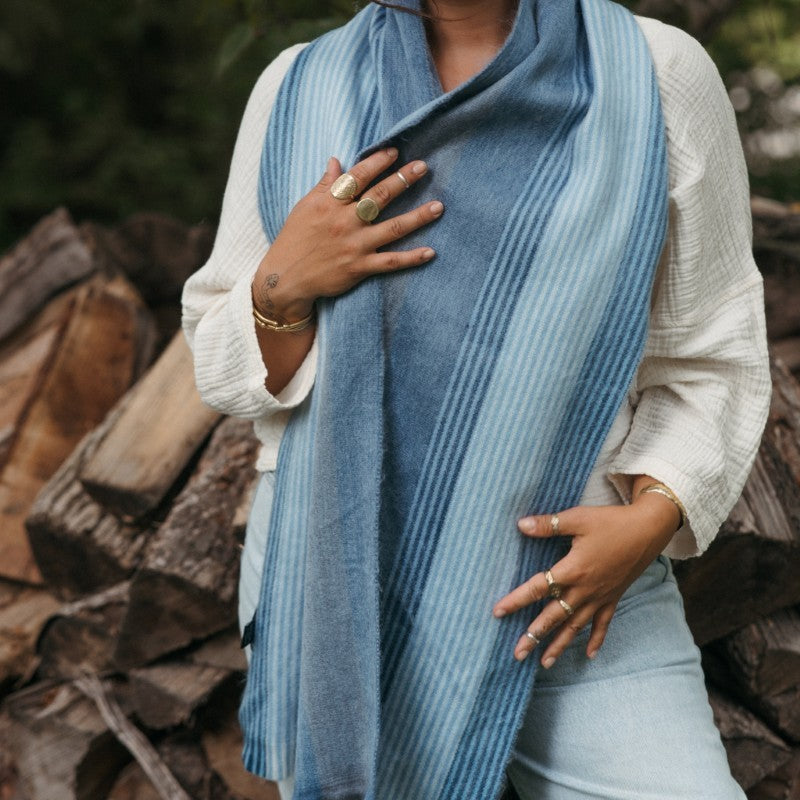 Pokoloko Alpaca Seamless Multi Stripe Scarf, Crystal