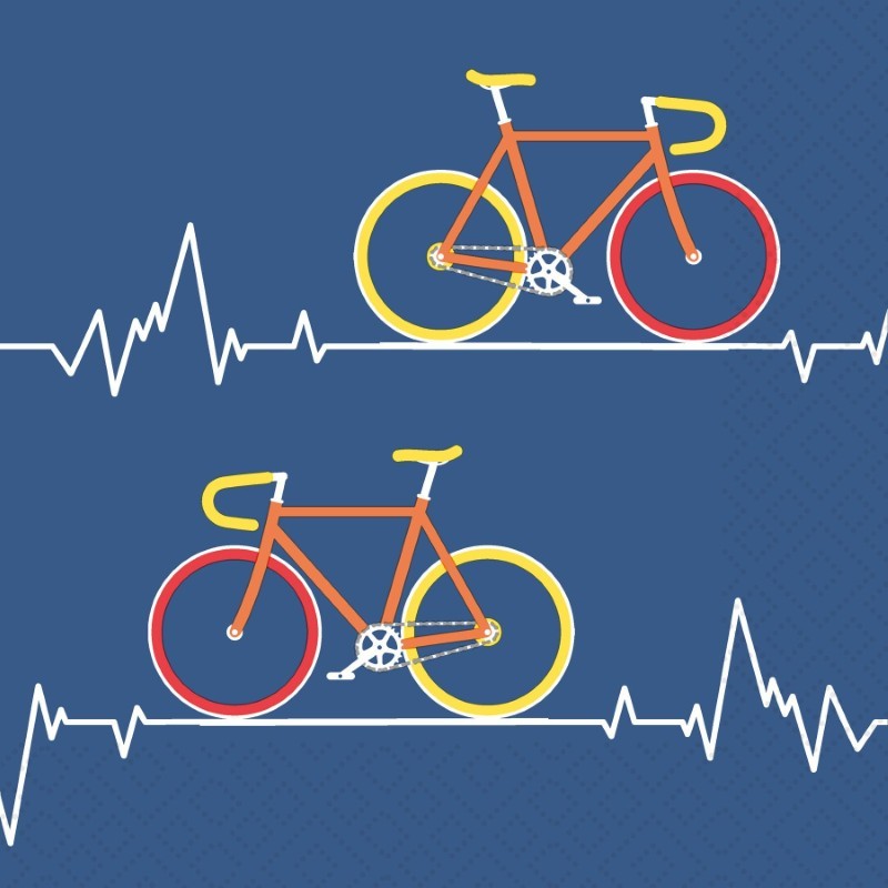 Blue Bike Heartbeat - Luncheon Paper Napkins - Pack/20
