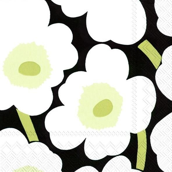 Unikko Black Marimekko - Paper Napkins - Pack/20