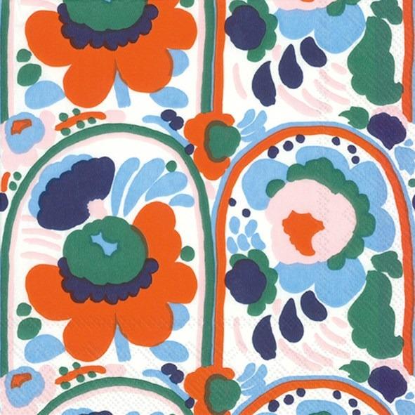Karuselli Orange Marimekko - Luncheon Paper Napkins - Pack/20