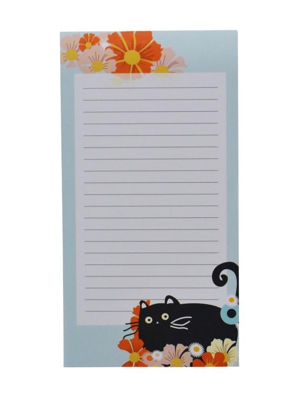 Black Cat Flowers Notepad - 50 Sheets
