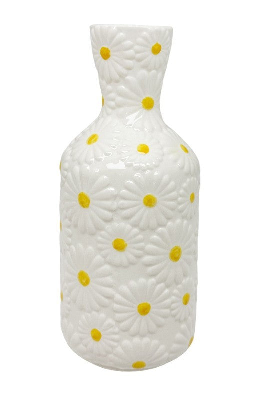 Embossed Daisy Bottle Vase 23cm