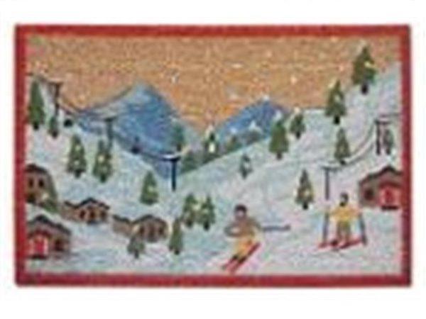 Winter Ski Village Coir Door Mat