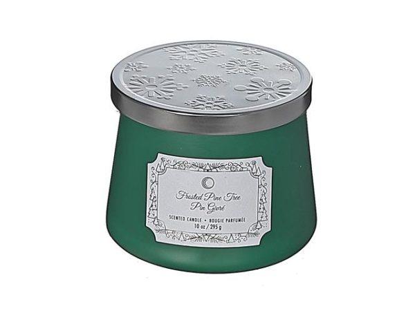 10.5oz Taper Candle With Lid (Frosted Pine Tree)