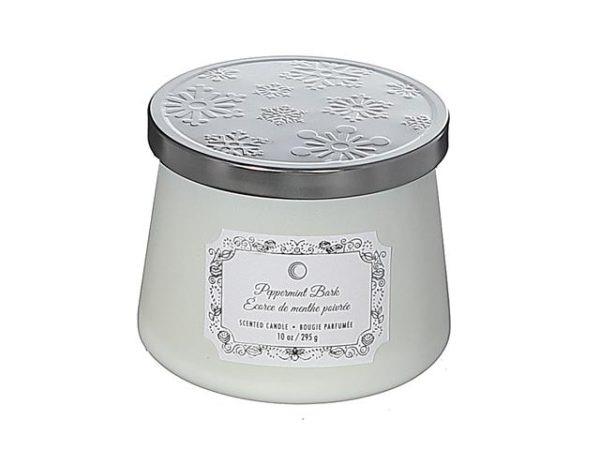 10.5oz Taper Candle With Lid (Peppermint Bark)