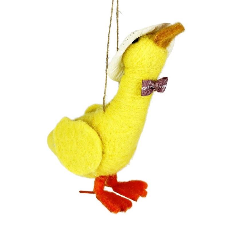 Duck With Hat 5" Yellow Ornament