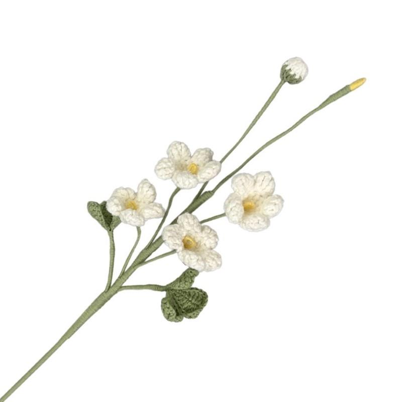 White Crochet Floral Spray, 20"