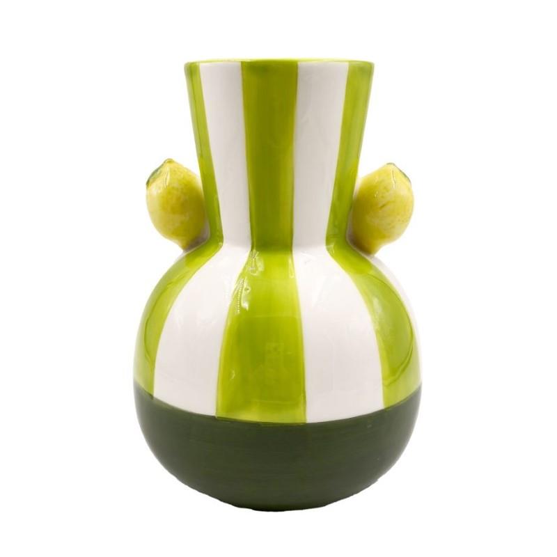 Green &amp; Yellow Lemon Vase 8"H