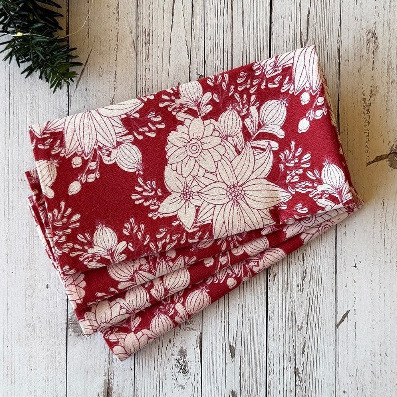 Poinsettia Flower Napkin, Set of 4