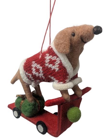 Dog On Scooter Ornament