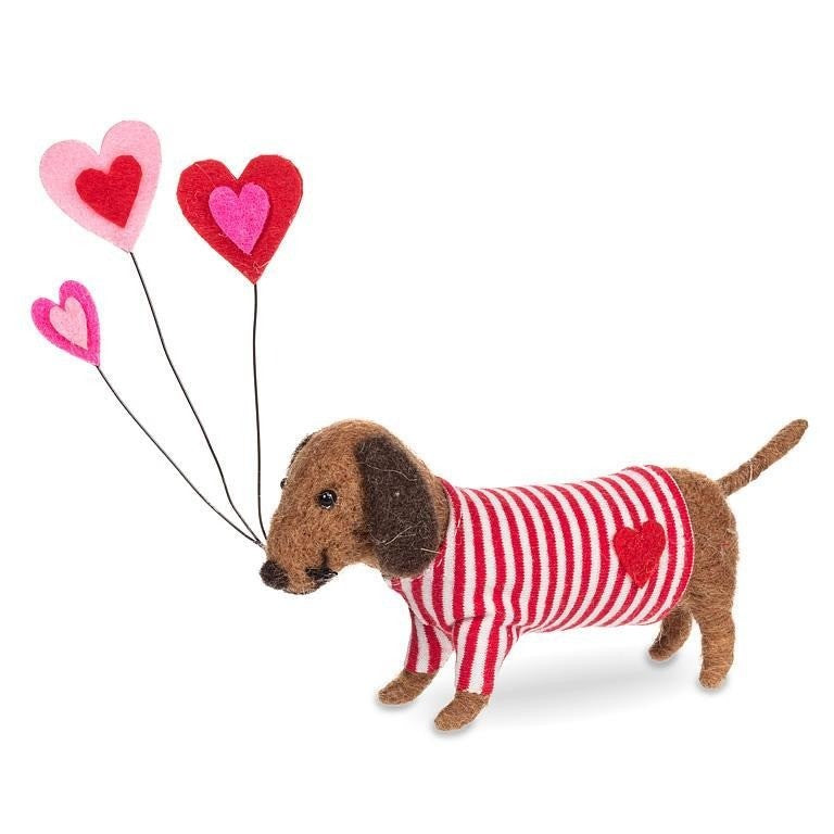Valentine Dachshund with Hearts, 5.5"L
