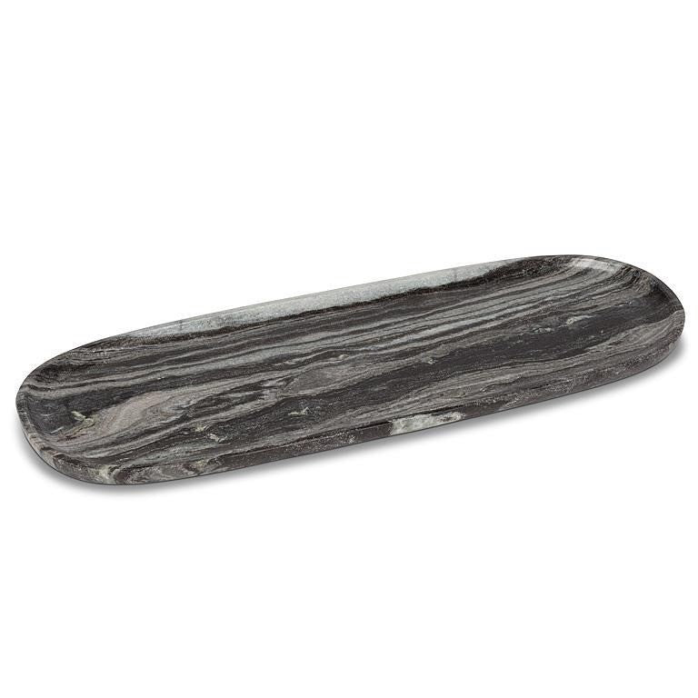 Large Black Marble Oblong Tray, 19.5"