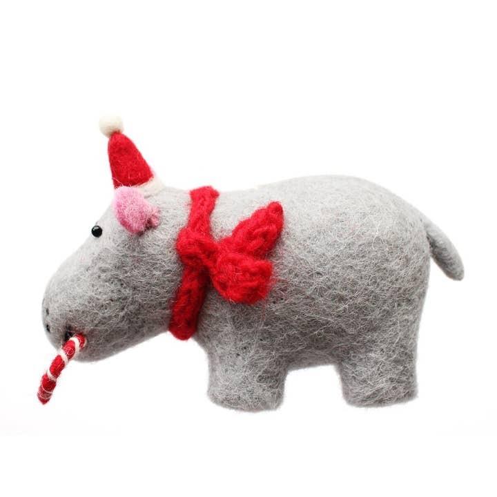 Hippo With Candy Cane