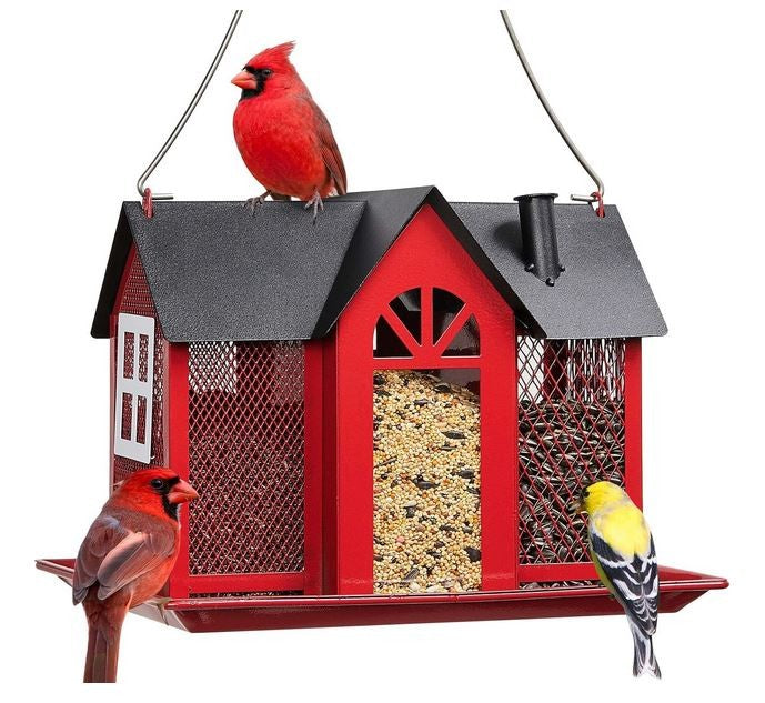 Cardinal Bird Feeder - Red w/Black Roof