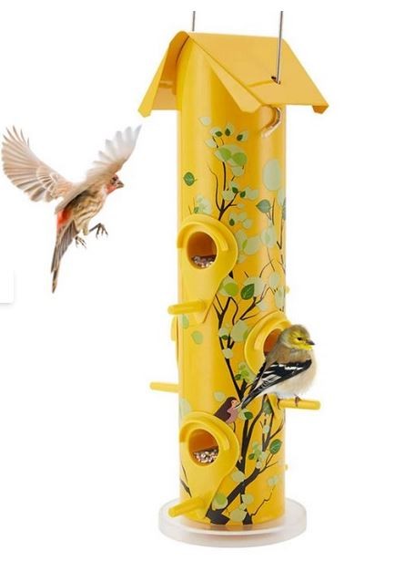 Yellow Tube Bird Feeder