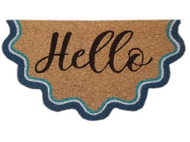 Semicircle Shape Wavy Hello Coir Doormat