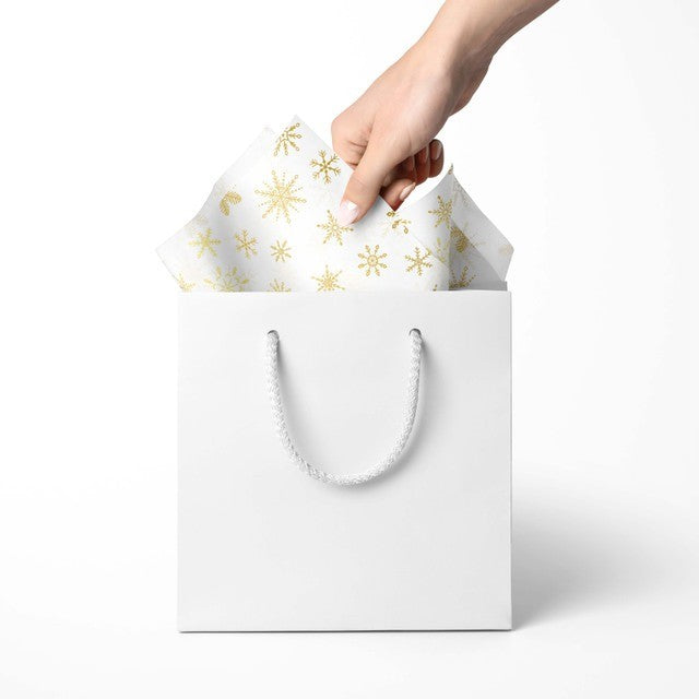 White & Gold Snowflakes Tissue Paper, 3 Sheets