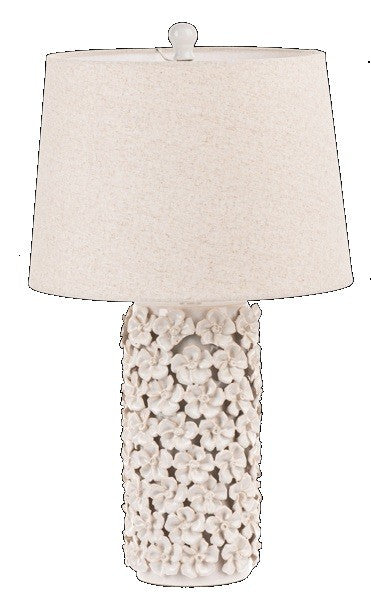 Ivory Cylindrical Flower Table Lamp 100W Max