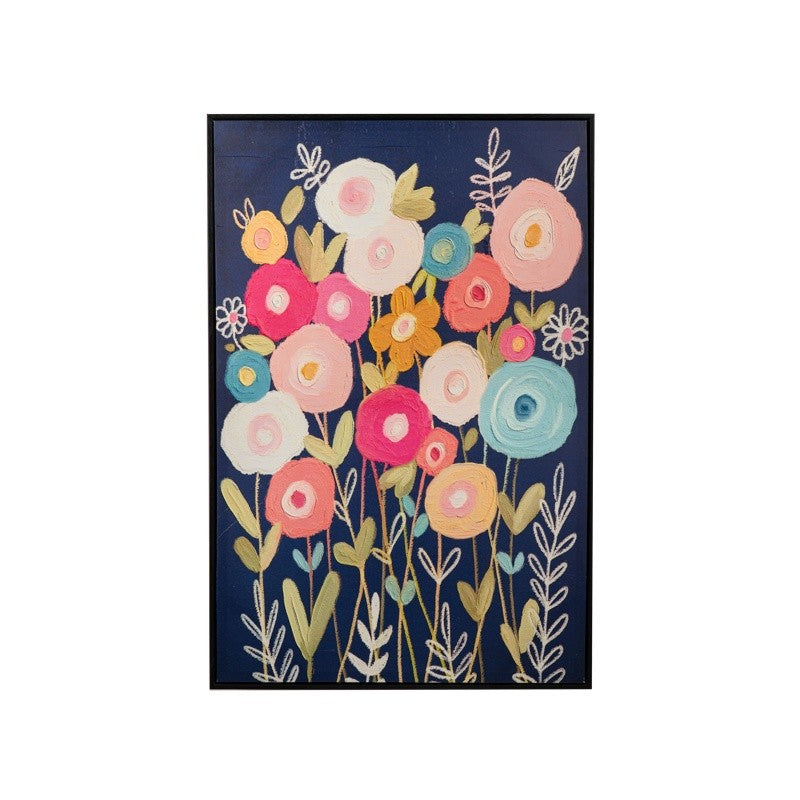 Oversized Modern Florals with Handpainted Texture Wall Decor 35"H
