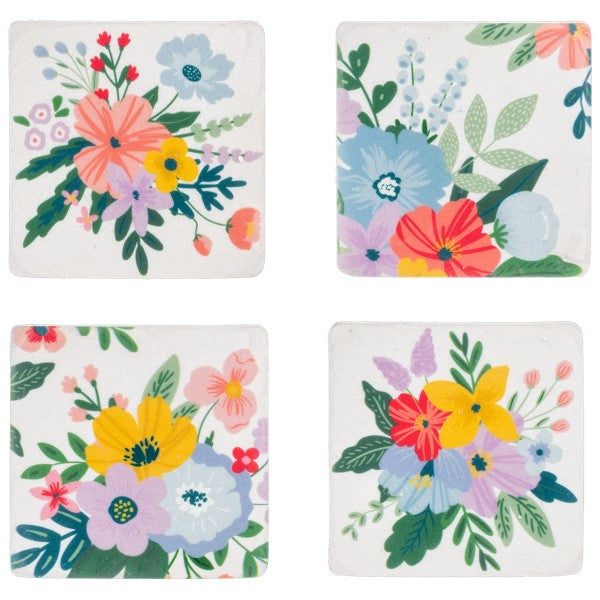 Floral Bloom Coasters, Set of 4