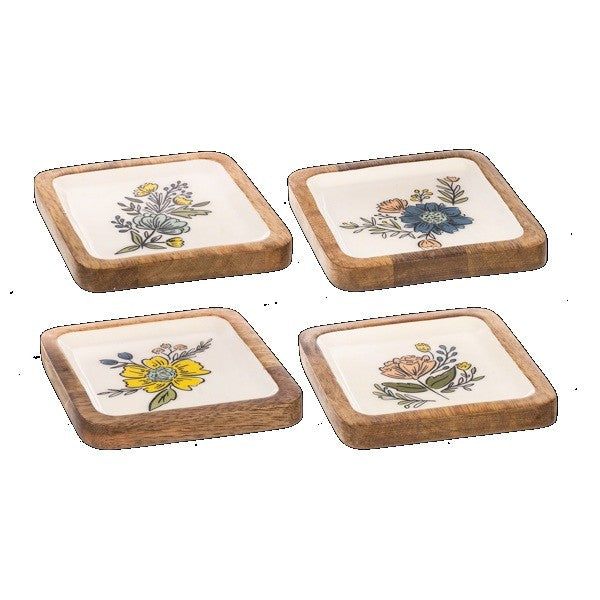 Square Colourful Flower Tidbit Tray, 6"Sq