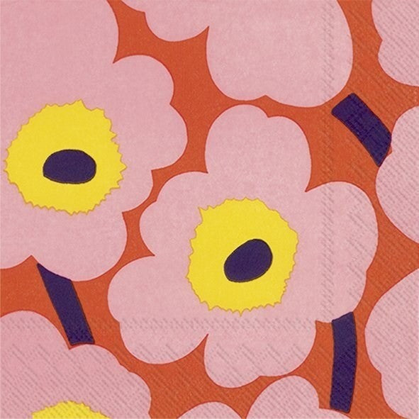 Unikko Rose Orange - Luncheon Paper Napkins - Pack/20