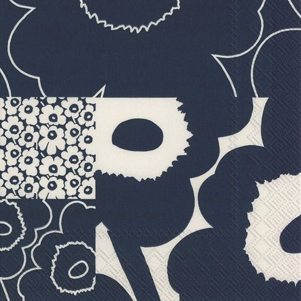Unikko Kollaasi Dark Blue - Paper Napkins - Pack/20