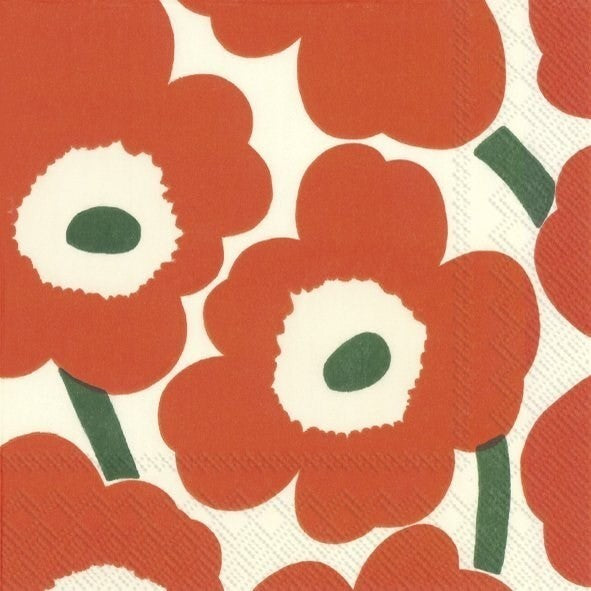 Unikko Orange/Green - Luncheon Paper Napkins - Pack/20
