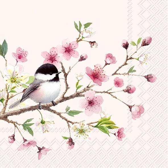 Little Birdie Light Rose - Cocktail Paper Napkins - Pack/20
