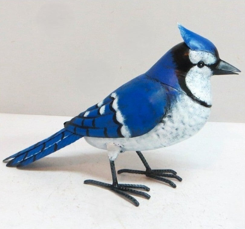 Metal Blue Jay Figurine, 13.8"L