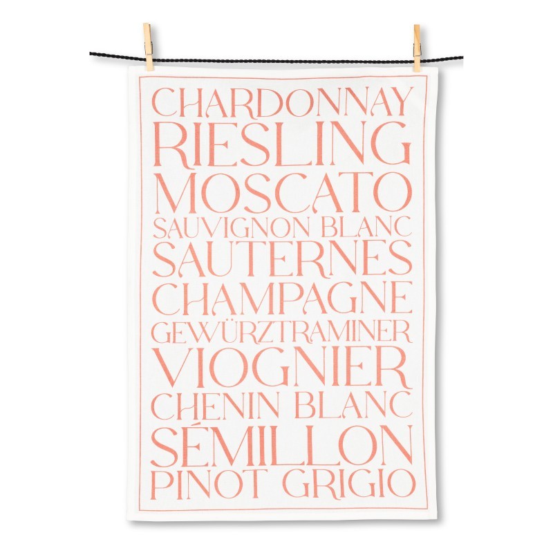 White Wine Text Tea Towel