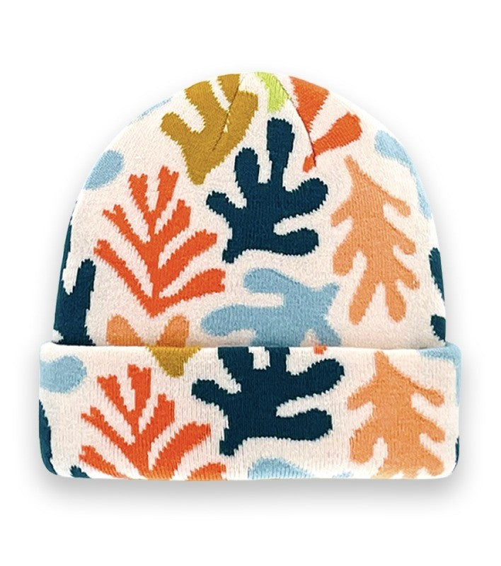 Colourful Abstract Leaf Pattern Beanie