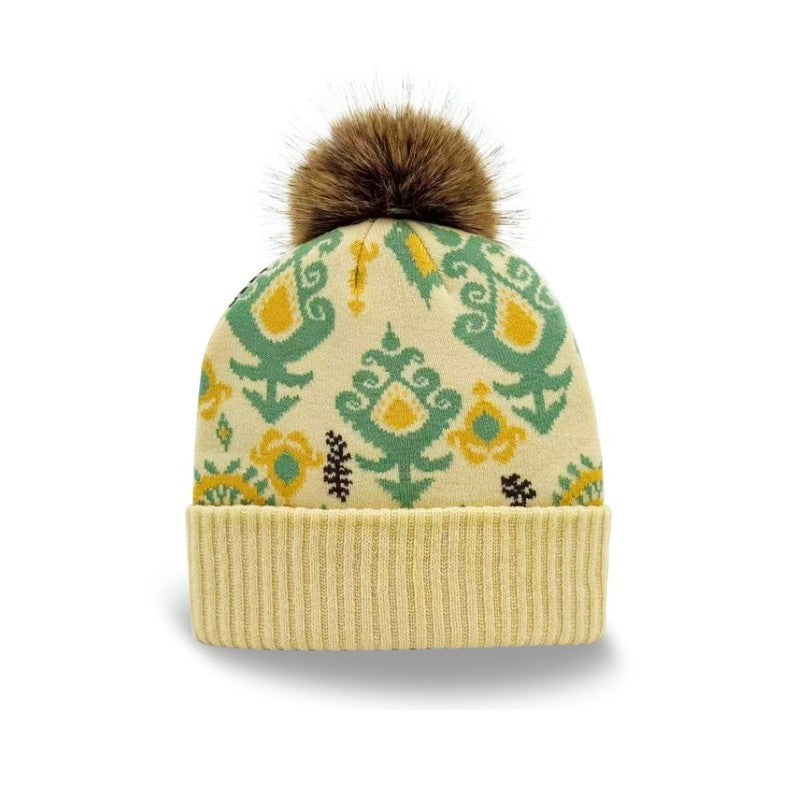 Yellow Green Knit Pom Beanie