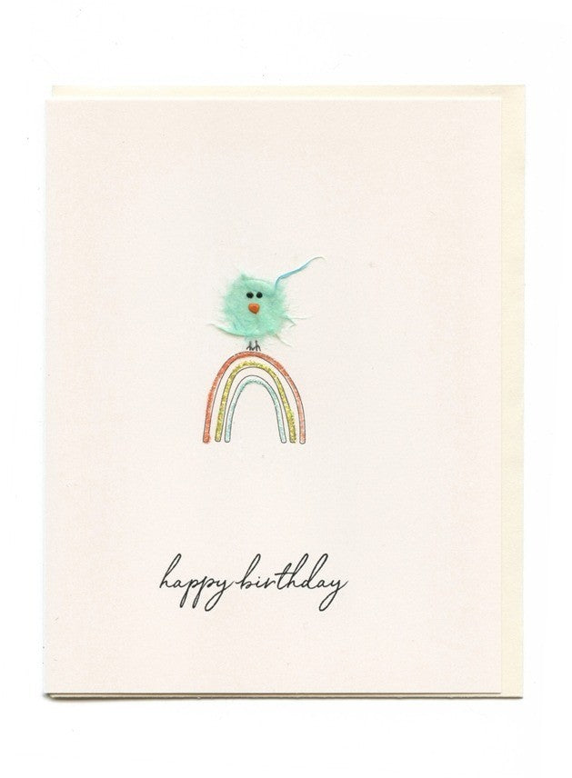 Bird On Rainbow Birthday Card