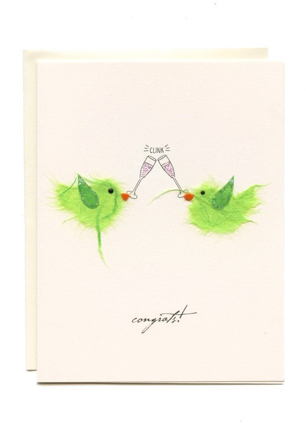 Bird Champagne Wedding Card