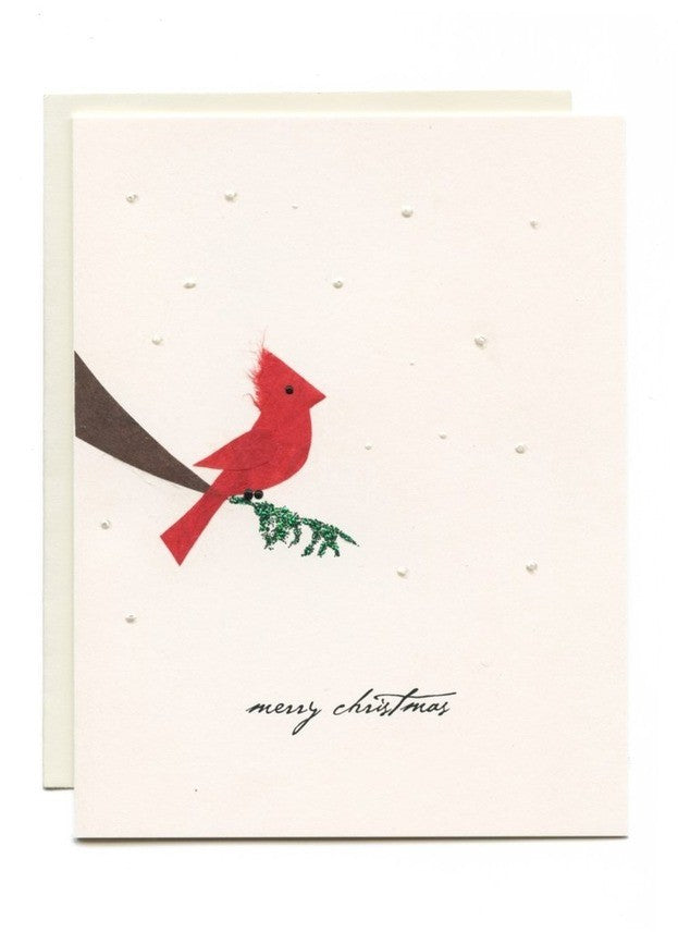 Cardinal On Branch Christmas Card