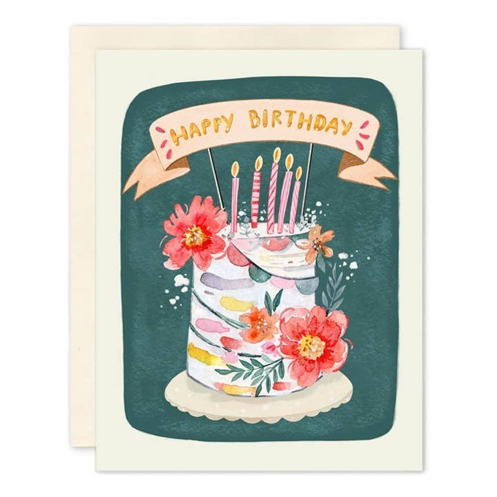 Cake Green Birthday Card