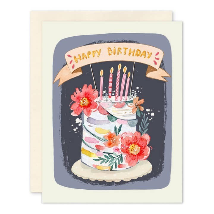Cake Blue Birthday Card