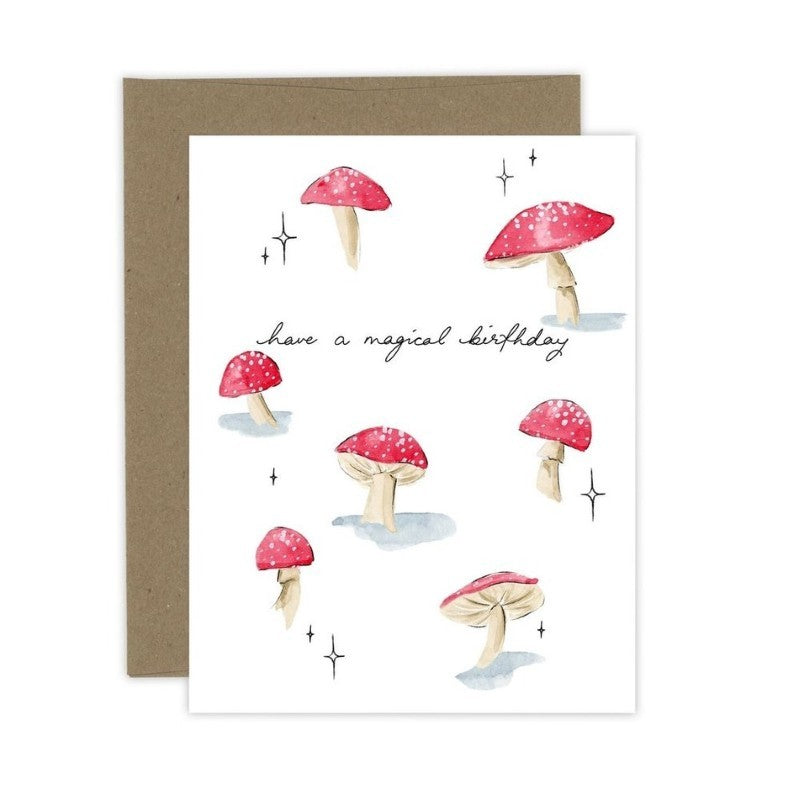 Magical Red Mushroom Birthday Card