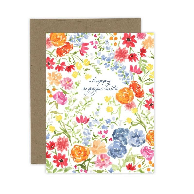 Floral Happy Engagement Card