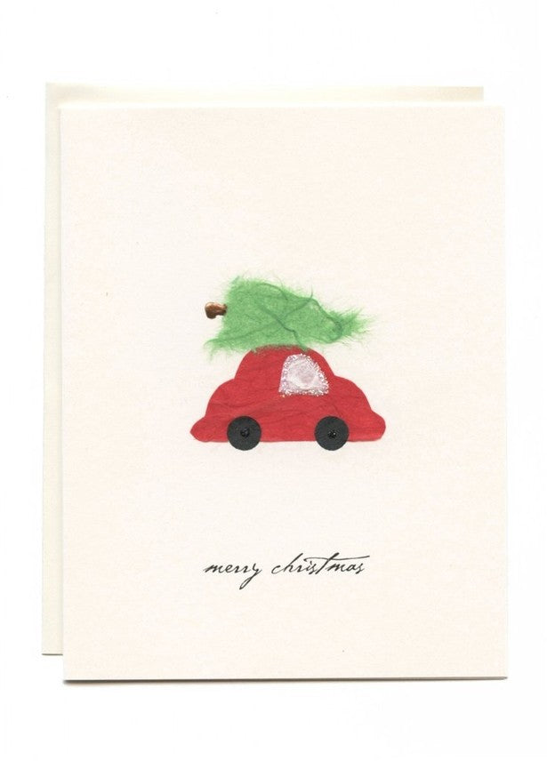 Red Car With Tree Holiday Card