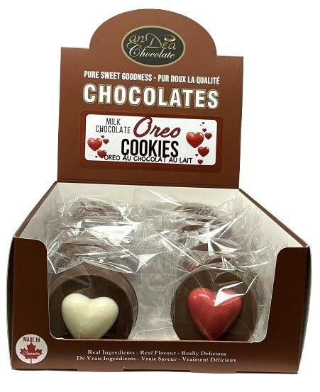 Chocolate Oreo Cookies - Red & White Hearts , 50g