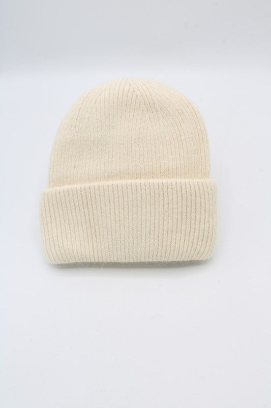 Classic Plain Beige Angora Hat